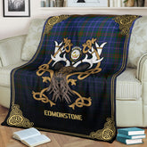 Edmonstone Tartan Crest Premium Blanket - Celtic Stag style